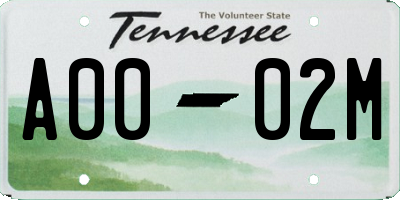 TN license plate A0002M