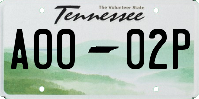 TN license plate A0002P