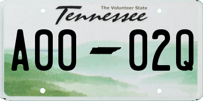 TN license plate A0002Q