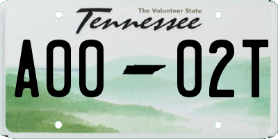 TN license plate A0002T