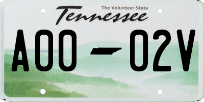 TN license plate A0002V