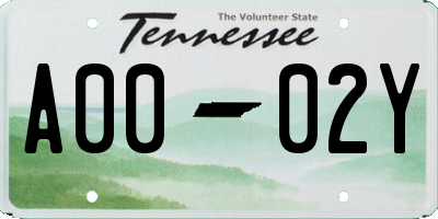 TN license plate A0002Y