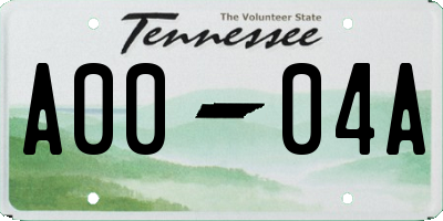 TN license plate A0004A