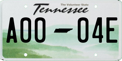 TN license plate A0004E