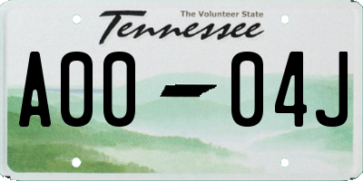 TN license plate A0004J