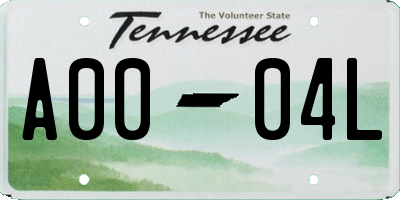 TN license plate A0004L