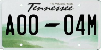 TN license plate A0004M