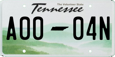 TN license plate A0004N