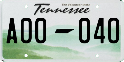 TN license plate A0004O