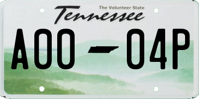 TN license plate A0004P