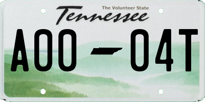 TN license plate A0004T