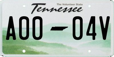 TN license plate A0004V