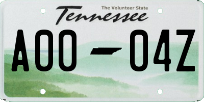 TN license plate A0004Z