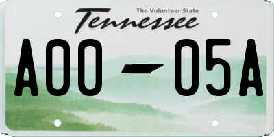 TN license plate A0005A