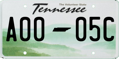 TN license plate A0005C