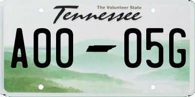 TN license plate A0005G