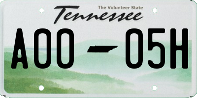 TN license plate A0005H