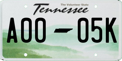 TN license plate A0005K