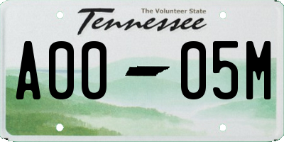 TN license plate A0005M