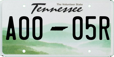 TN license plate A0005R