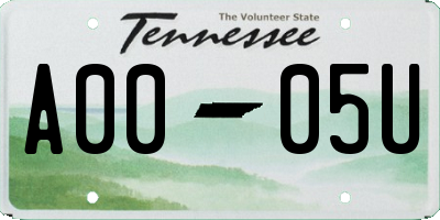 TN license plate A0005U