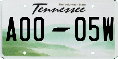 TN license plate A0005W