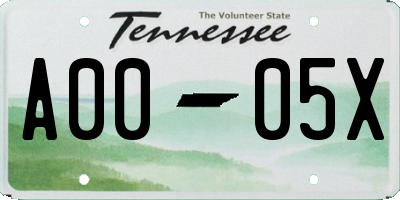 TN license plate A0005X