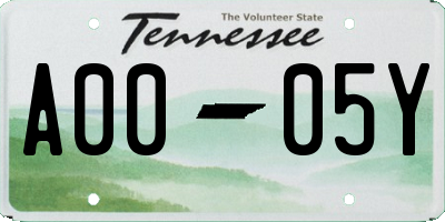 TN license plate A0005Y