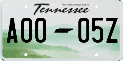 TN license plate A0005Z