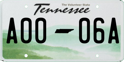 TN license plate A0006A