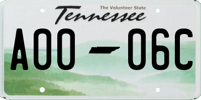 TN license plate A0006C
