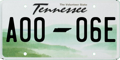 TN license plate A0006E