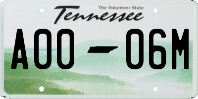 TN license plate A0006M