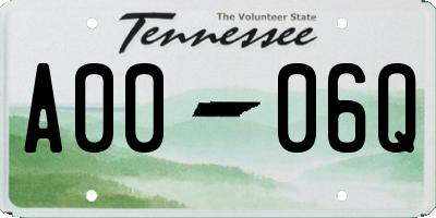 TN license plate A0006Q