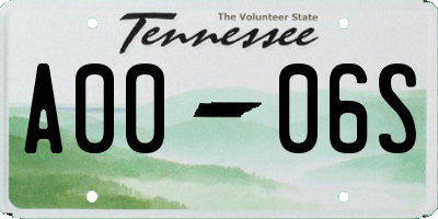 TN license plate A0006S