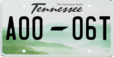 TN license plate A0006T