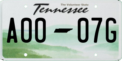 TN license plate A0007G