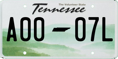 TN license plate A0007L