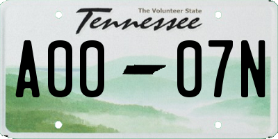 TN license plate A0007N