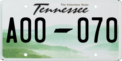 TN license plate A0007O