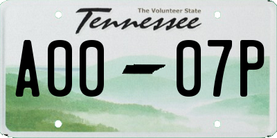 TN license plate A0007P