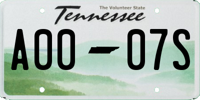 TN license plate A0007S