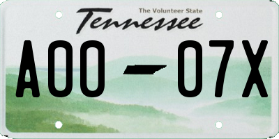 TN license plate A0007X