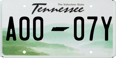 TN license plate A0007Y