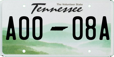 TN license plate A0008A