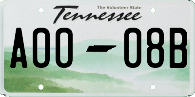 TN license plate A0008B