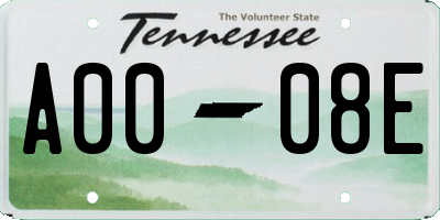 TN license plate A0008E