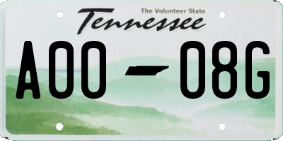 TN license plate A0008G