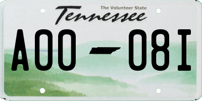 TN license plate A0008I