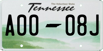 TN license plate A0008J